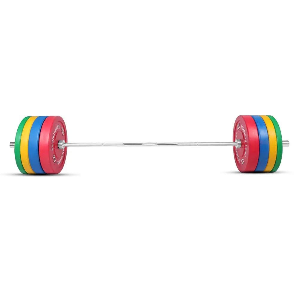 1441 Fitness Premium Color Rubber Bumper Plates Set - 160 Kg / 7 Ft Barbell