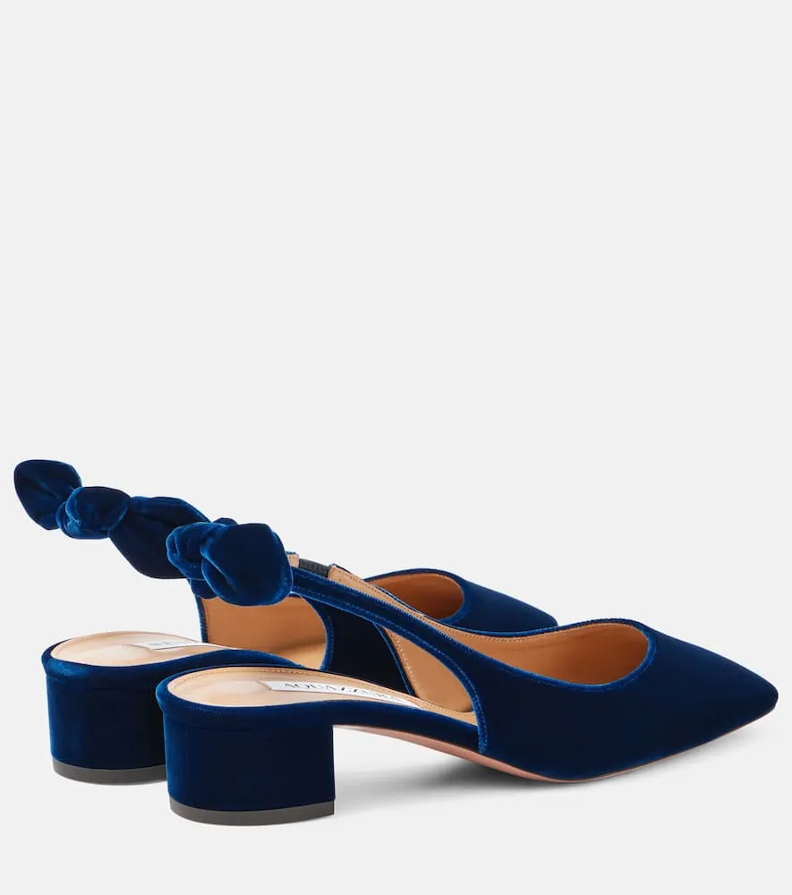 Aquazzura Very Bow Tie 35 velvet slingback pumps