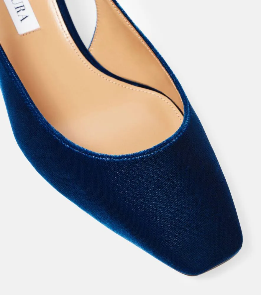 Aquazzura Very Bow Tie 35 velvet slingback pumps