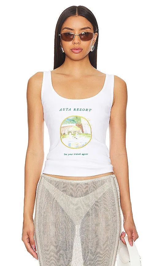 Asta Resort x REVOLVE Palm Springs Embroidered Tank in White