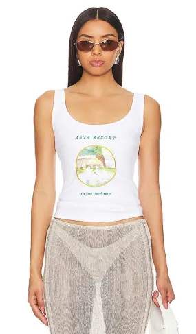 Asta Resort x REVOLVE Palm Springs Embroidered Tank in White