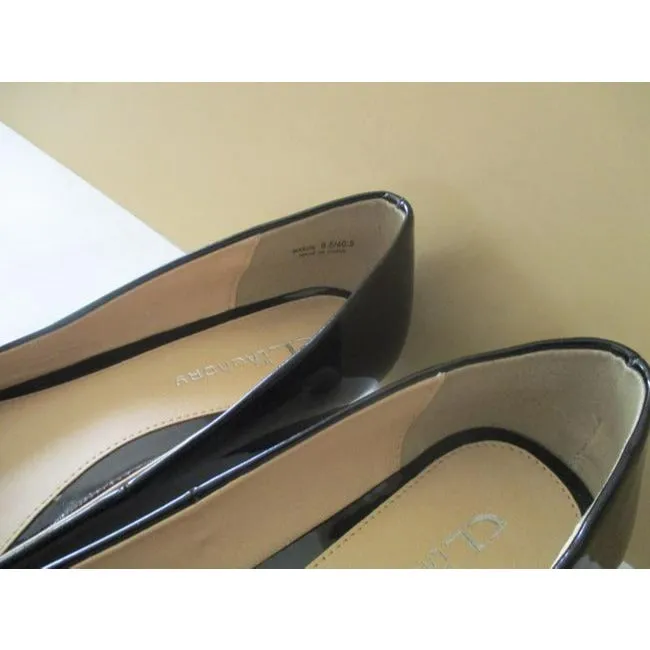 Cl By Laundry Black Marciapatent Round Toe Slip On Wedges Size Us