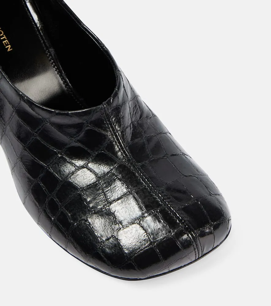 Dries Van Noten 75 croc-effect metallic leather pumps
