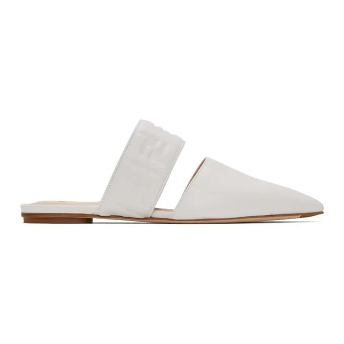 Fendi White Forever Fendi Sabot Mules