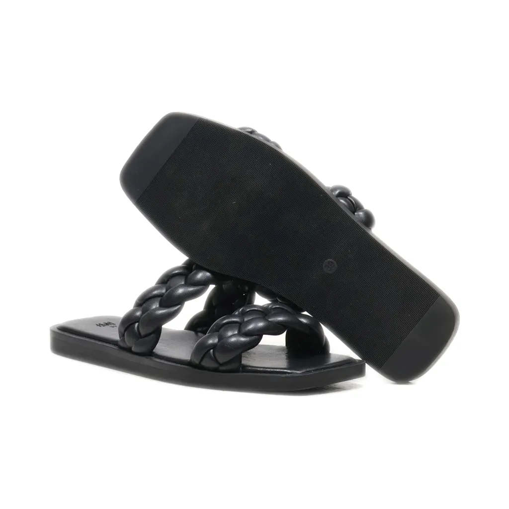 H&M Flat Sandals Pu Leather Black Colour For Women