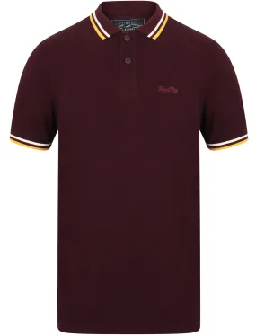 Holsen Cotton Grindle Polo Shirt with Tipping in Wine Tasting - Tokyo Laundry