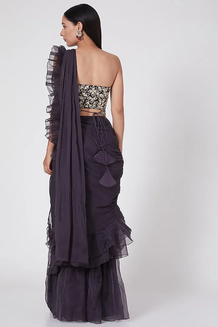 Inkwell Embroidered Sari Set