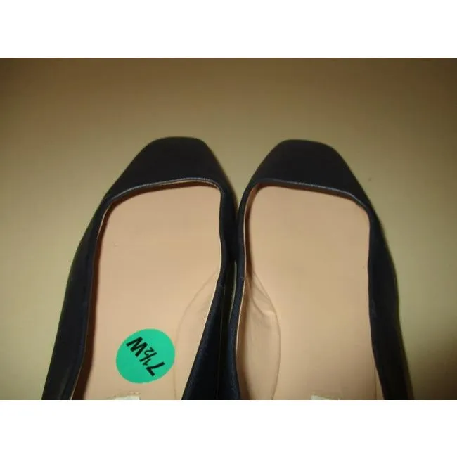 Karl Lagerfeld Midnight Blue Buttery Soft Leather Square Toe Ballet Flats Size Us