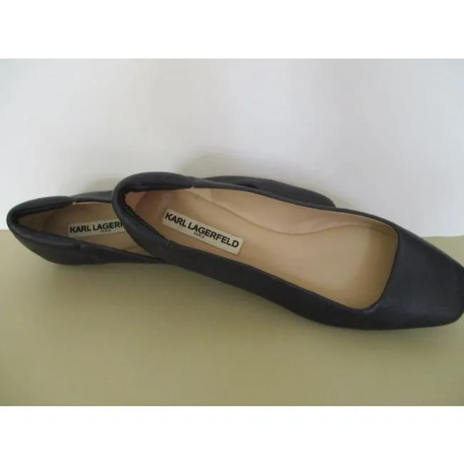Karl Lagerfeld Midnight Blue Buttery Soft Leather Square Toe Ballet Flats Size Us
