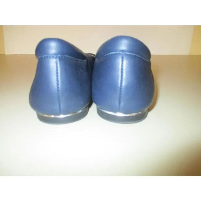 Karl Lagerfeld Midnight Blue Buttery Soft Leather Square Toe Ballet Flats Size Us