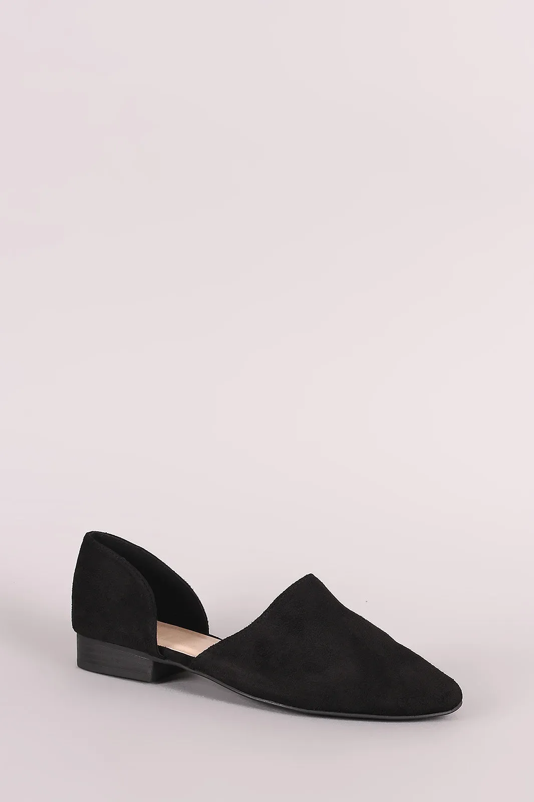Qupid Suede Almond Toe Oxford Flat