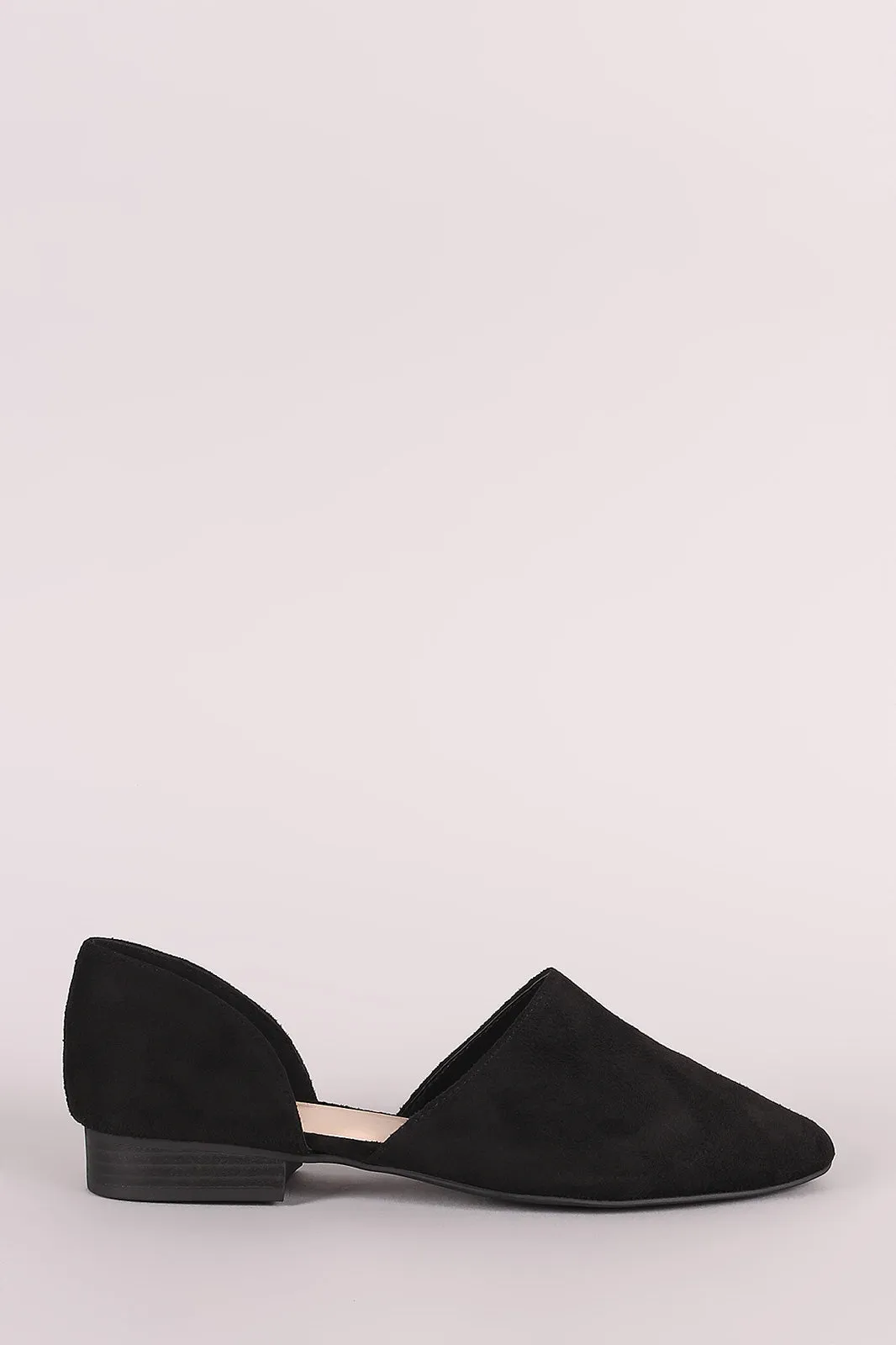 Qupid Suede Almond Toe Oxford Flat