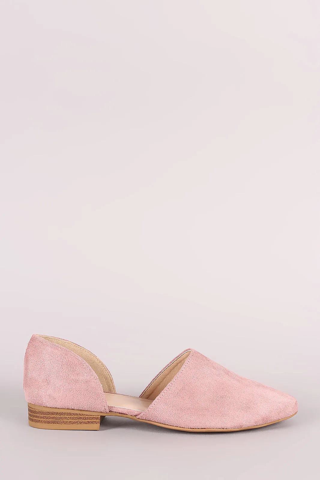 Qupid Suede Almond Toe Oxford Flat