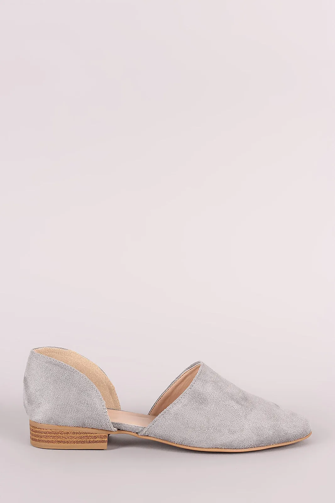 Qupid Suede Almond Toe Oxford Flat