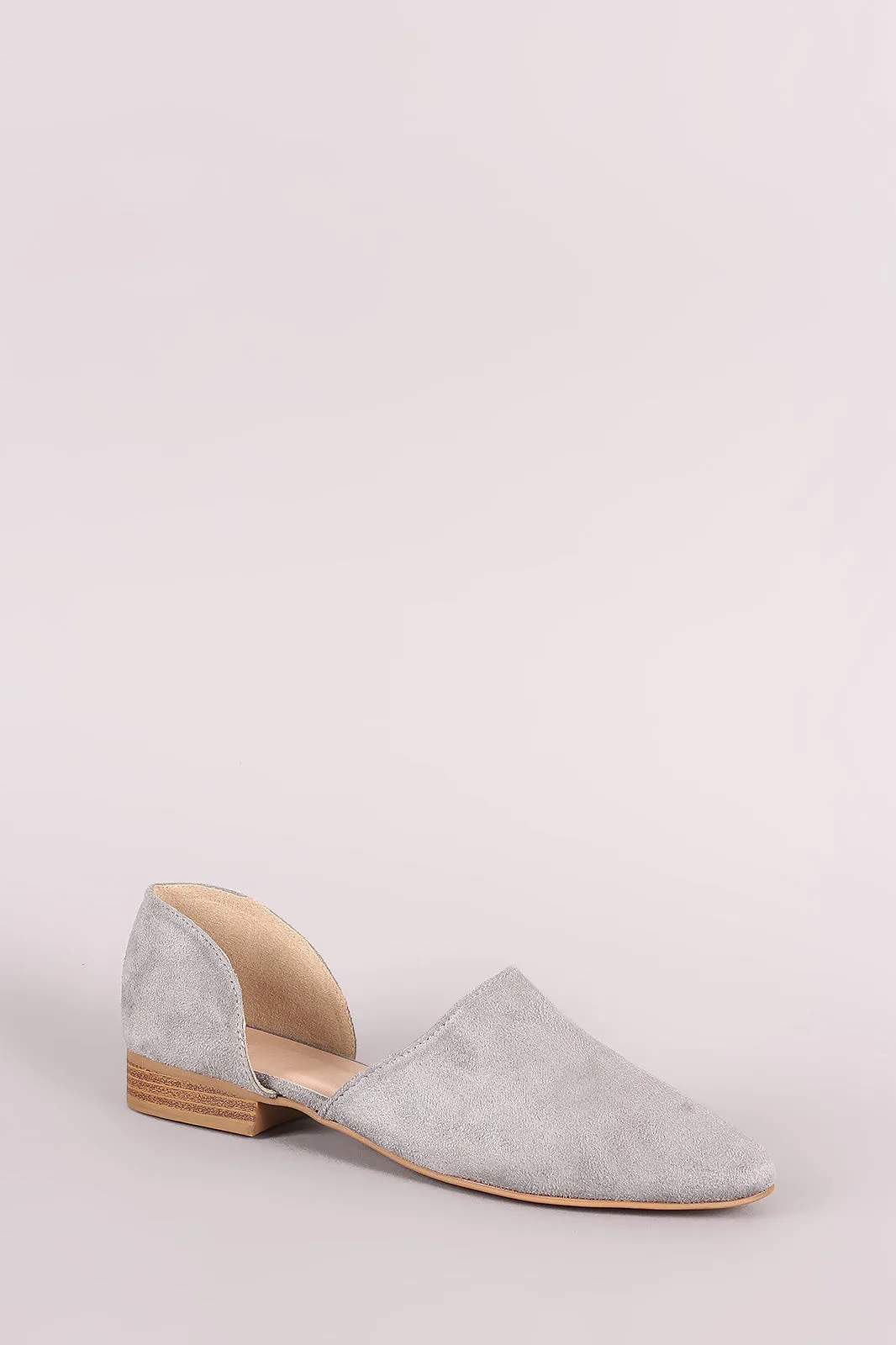 Qupid Suede Almond Toe Oxford Flat