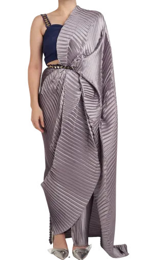SAMPLE SALE: Lavender Pre-Draped Sari