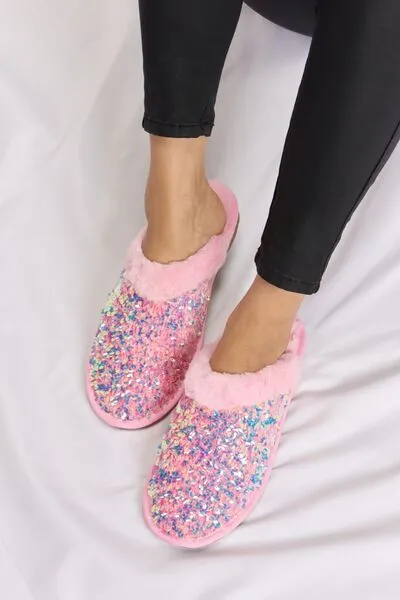 Sofia Sequin Plush Round Toe Slippers