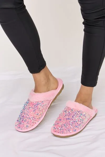 Sofia Sequin Plush Round Toe Slippers