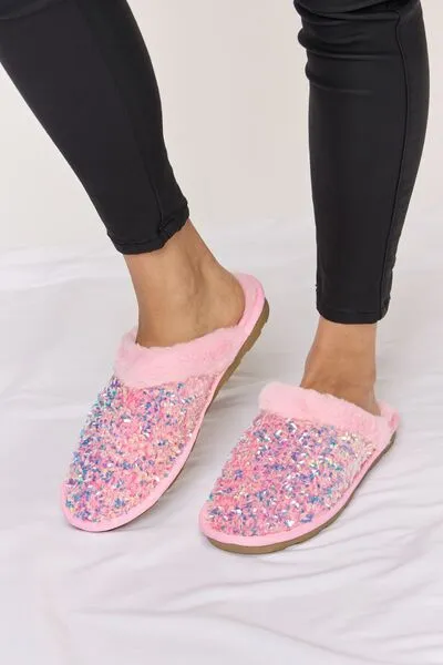 Sofia Sequin Plush Round Toe Slippers