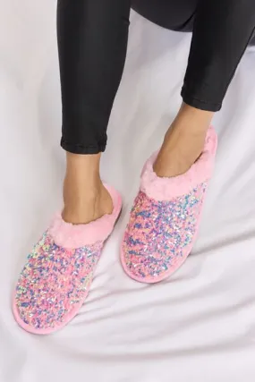 Sofia Sequin Plush Round Toe Slippers