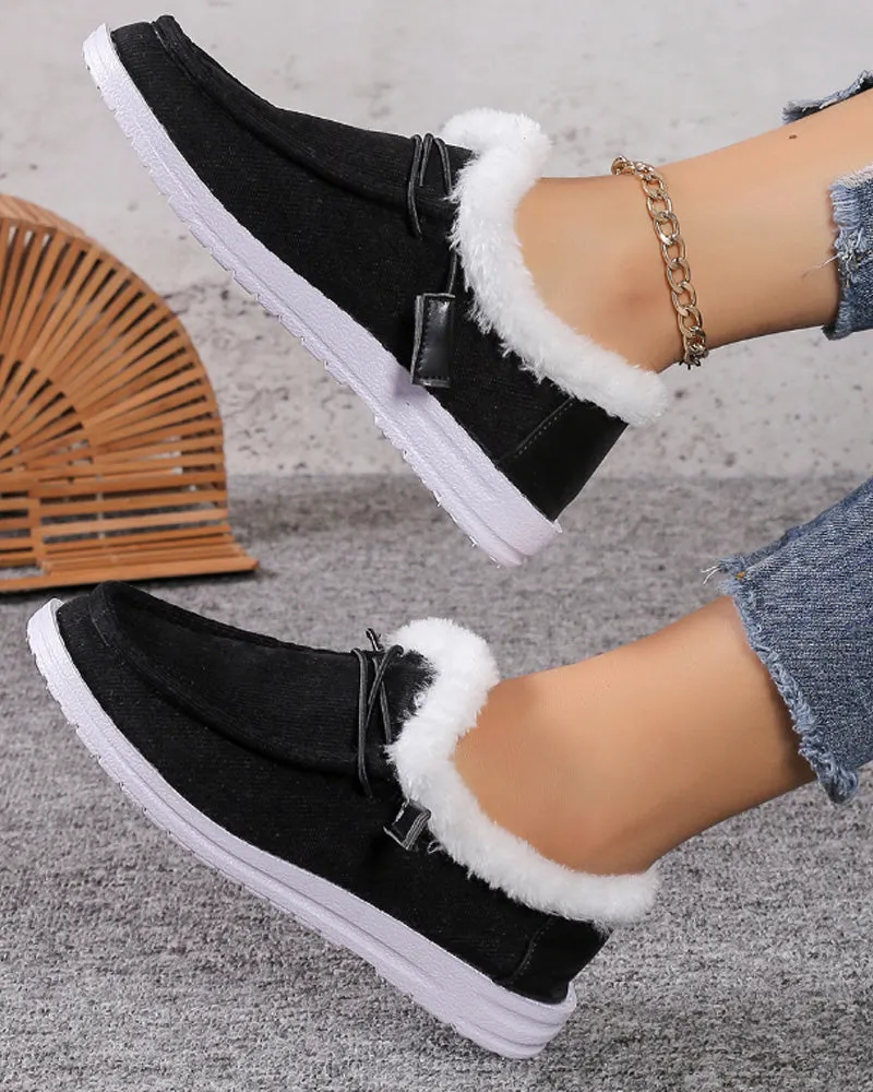 Solid color thick warm cotton shoes
