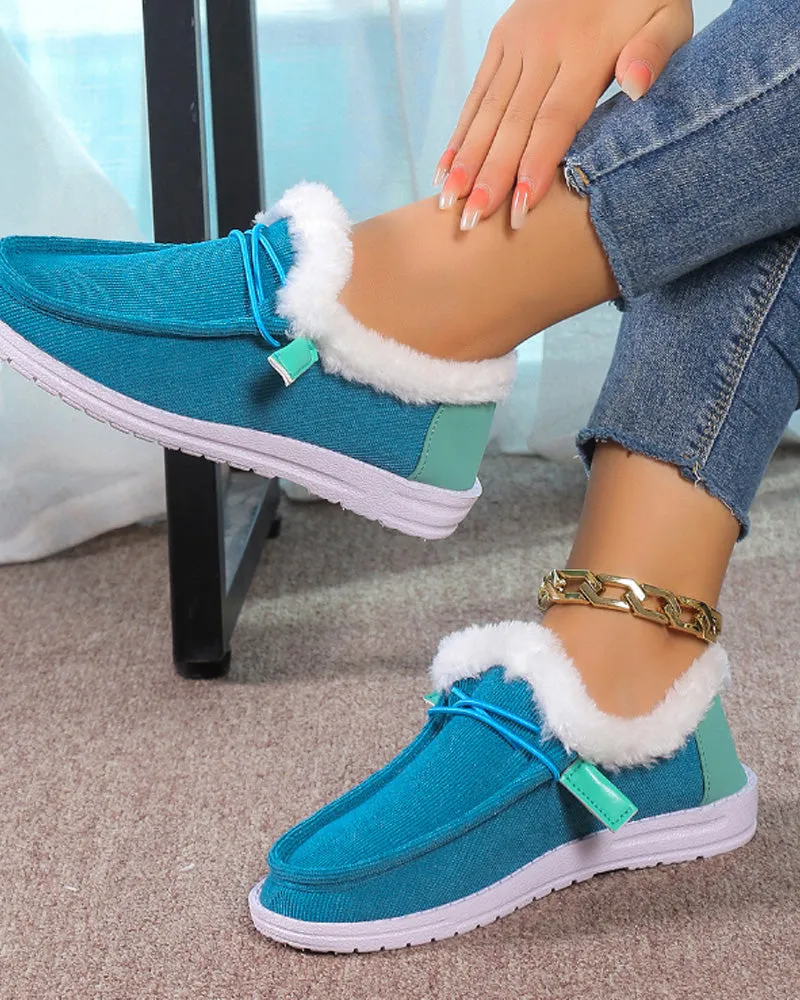 Solid color thick warm cotton shoes