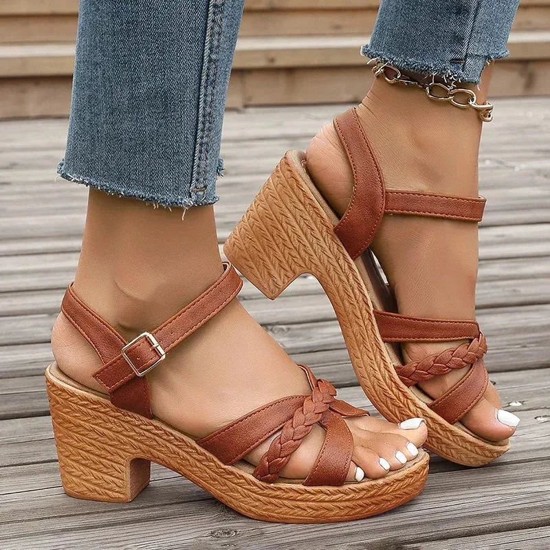 Vera | Platform Square Heel Gladiator Sandals